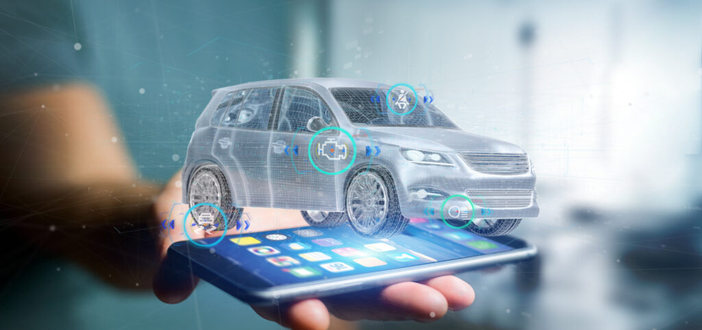 View of a Man holding a Smartcar with checkings 3d rendering